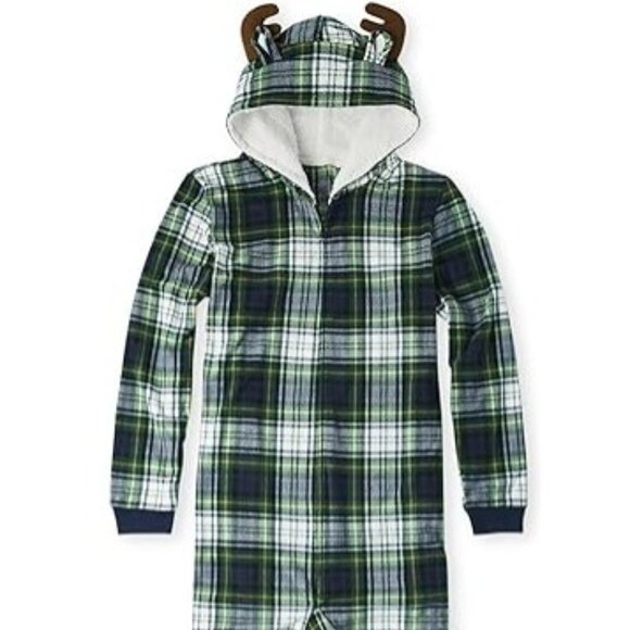The Children's Place Other - Children's Place Adult Buffalo Plaid Fleece One Piece Medium Pajama Set